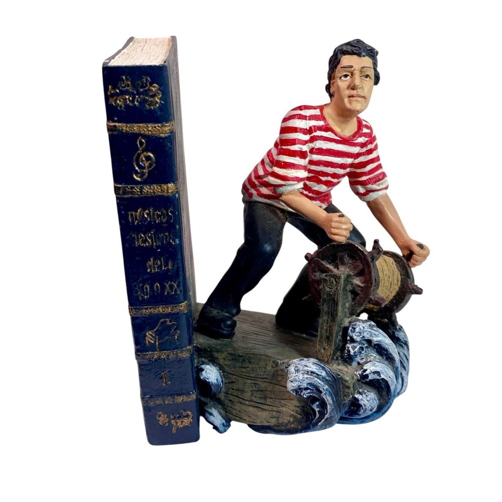 VTG Sea Nautical Bookend Resin Sailor Coastal 90s Ocean Beach Ship